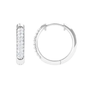 Pave Set Natural Diamond Minimal Hinged Hoop Earrings