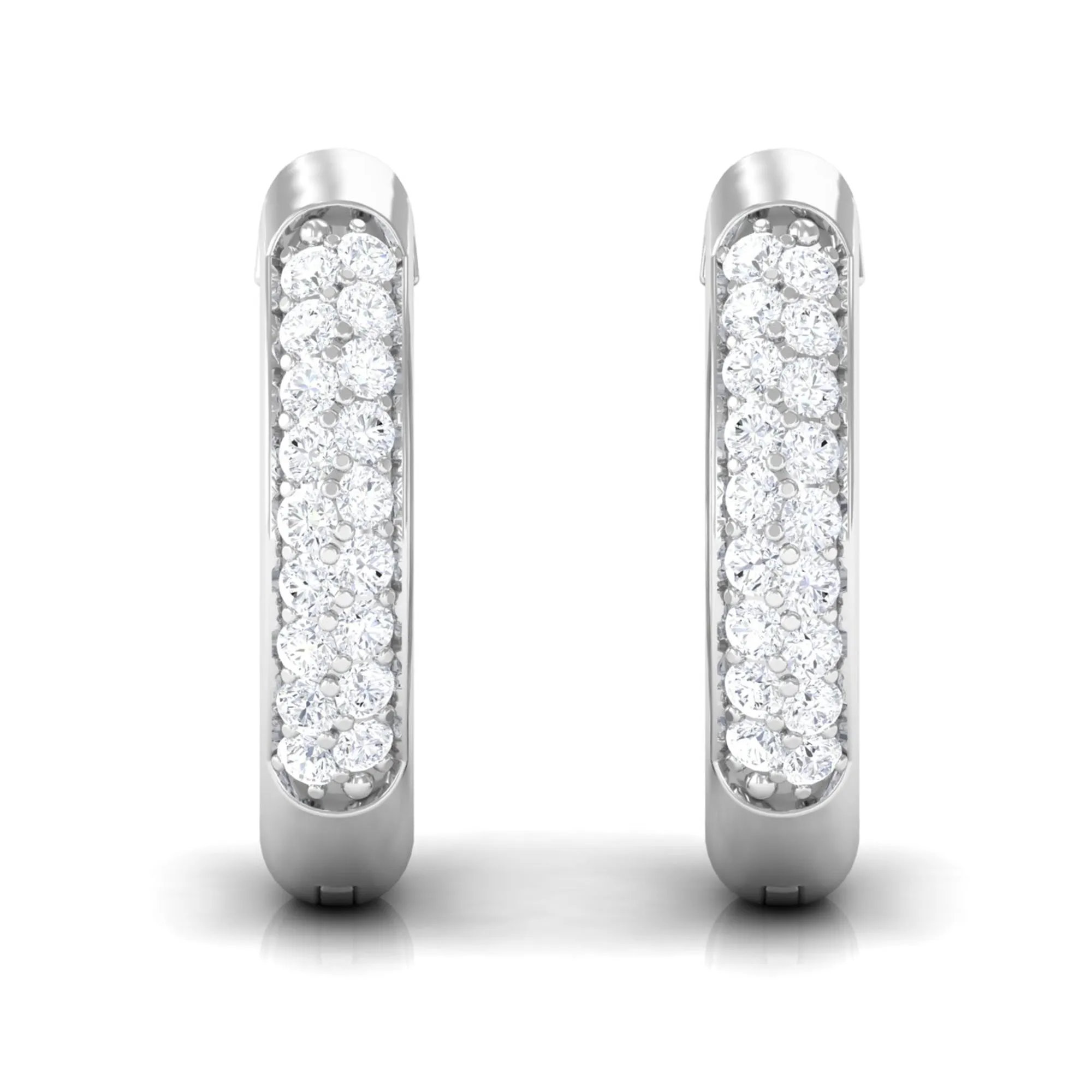 Pave Set Natural Diamond Minimal Hinged Hoop Earrings
