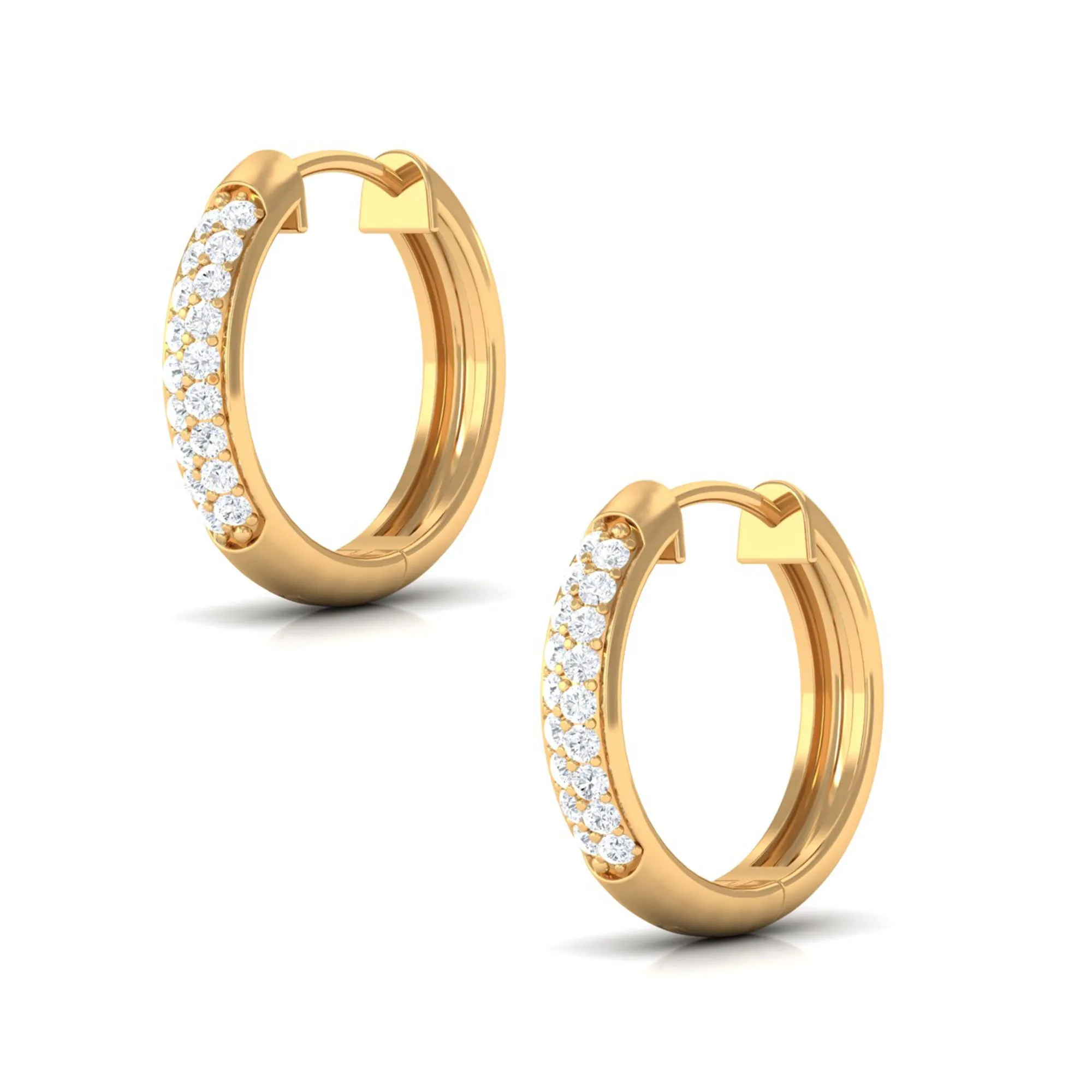 Pave Set Natural Diamond Minimal Hinged Hoop Earrings