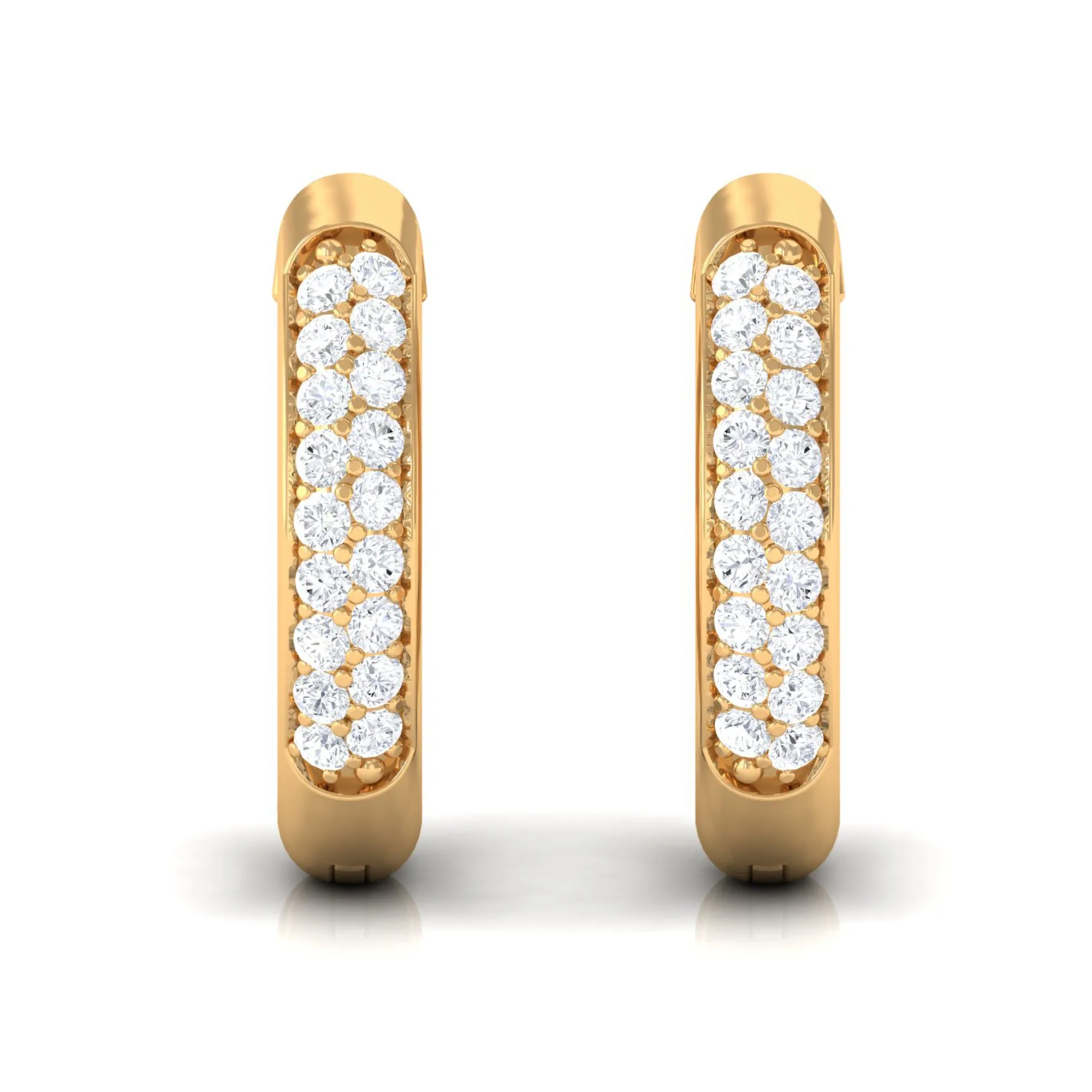 Pave Set Natural Diamond Minimal Hinged Hoop Earrings