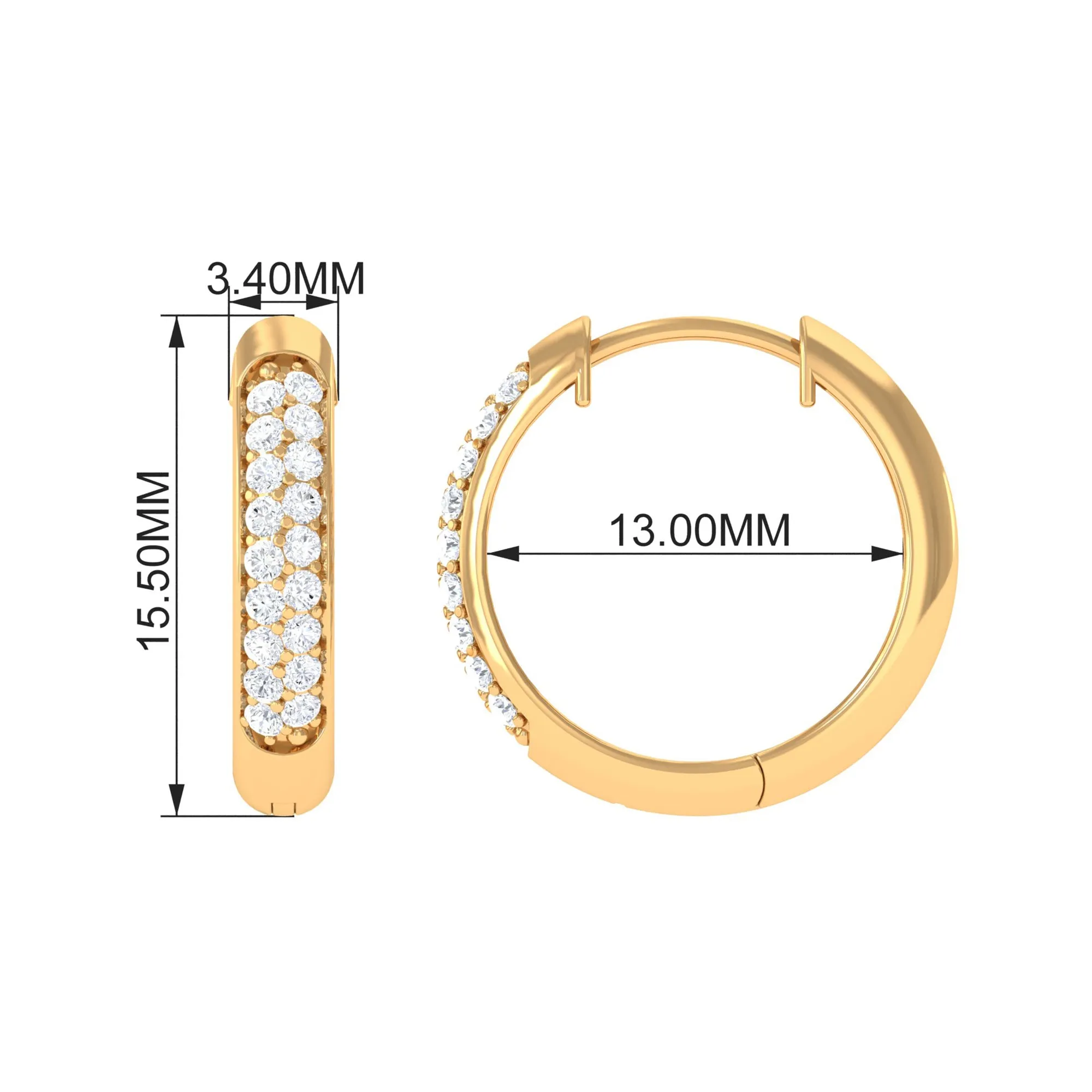 Pave Set Natural Diamond Minimal Hinged Hoop Earrings