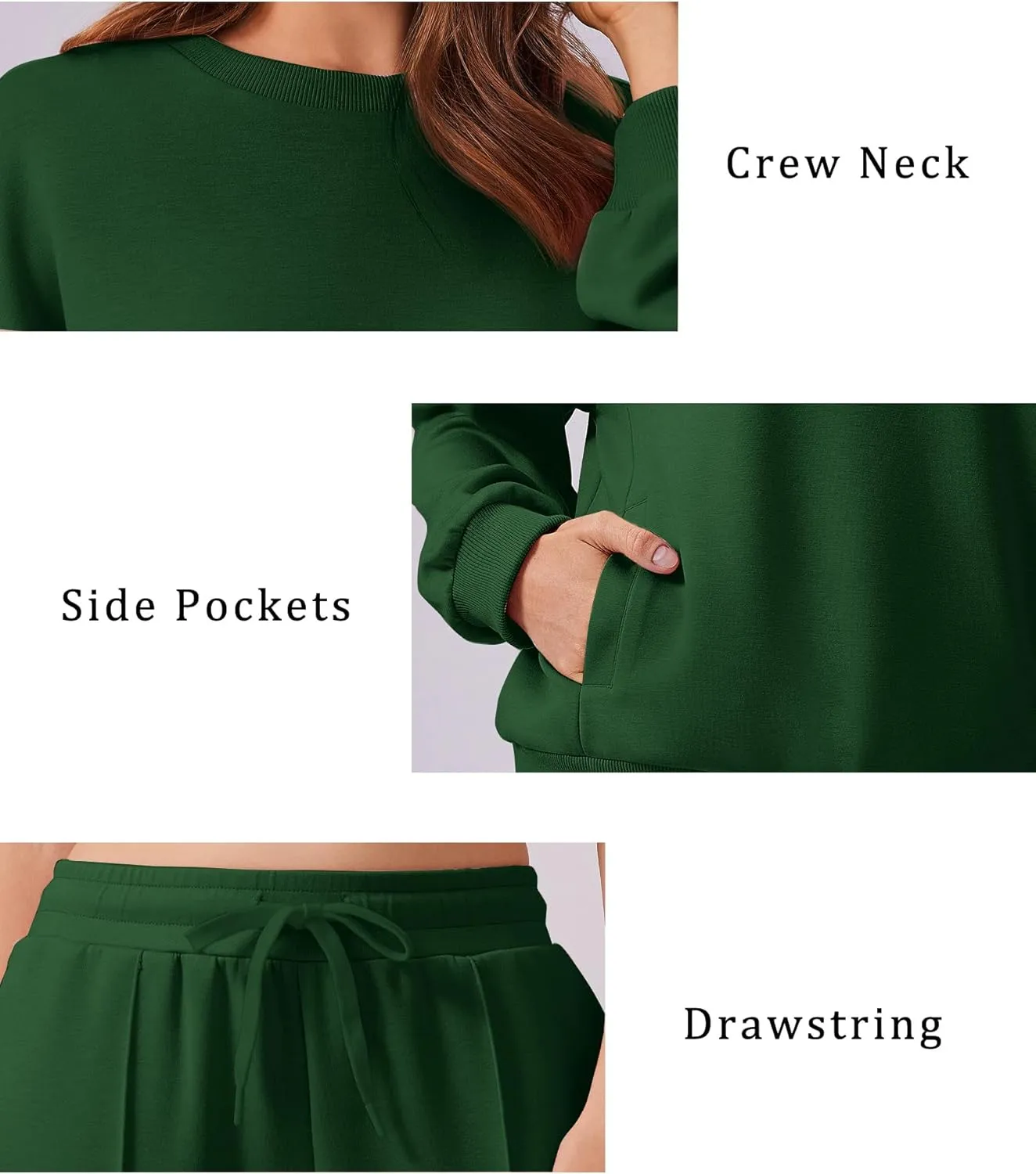 PINSPARK 2 Piece Sets For Women Long Sleeve Sweatshirts Drawstring Straight Leg Pants Fall Travel Airport Outfits 2025