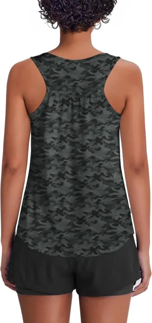 PINSPARK Workout Tank Tops for Women Racerback Loose Fit Yoga Top Sleeveless Gym Shirt Running Athletic Tanks Pack S-3XL