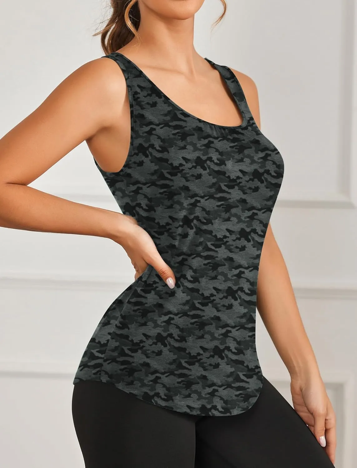 PINSPARK Workout Tank Tops for Women Racerback Loose Fit Yoga Top Sleeveless Gym Shirt Running Athletic Tanks Pack S-3XL