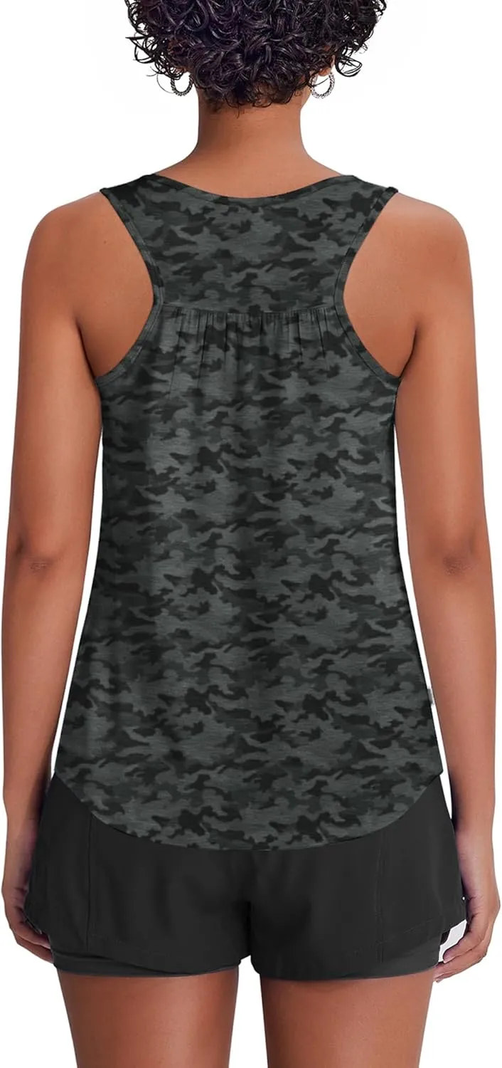 PINSPARK Workout Tank Tops for Women Racerback Loose Fit Yoga Top Sleeveless Gym Shirt Running Athletic Tanks Pack S-3XL