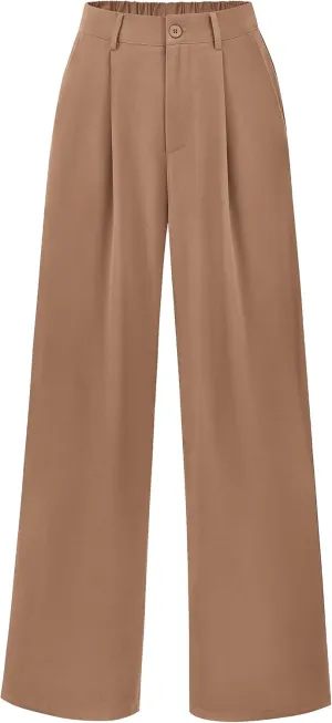 PRETTYGARDEN Palazzo Pants for Women Dressy High Elastic Waisted Business Casual Wide Leg Trousers Pant
