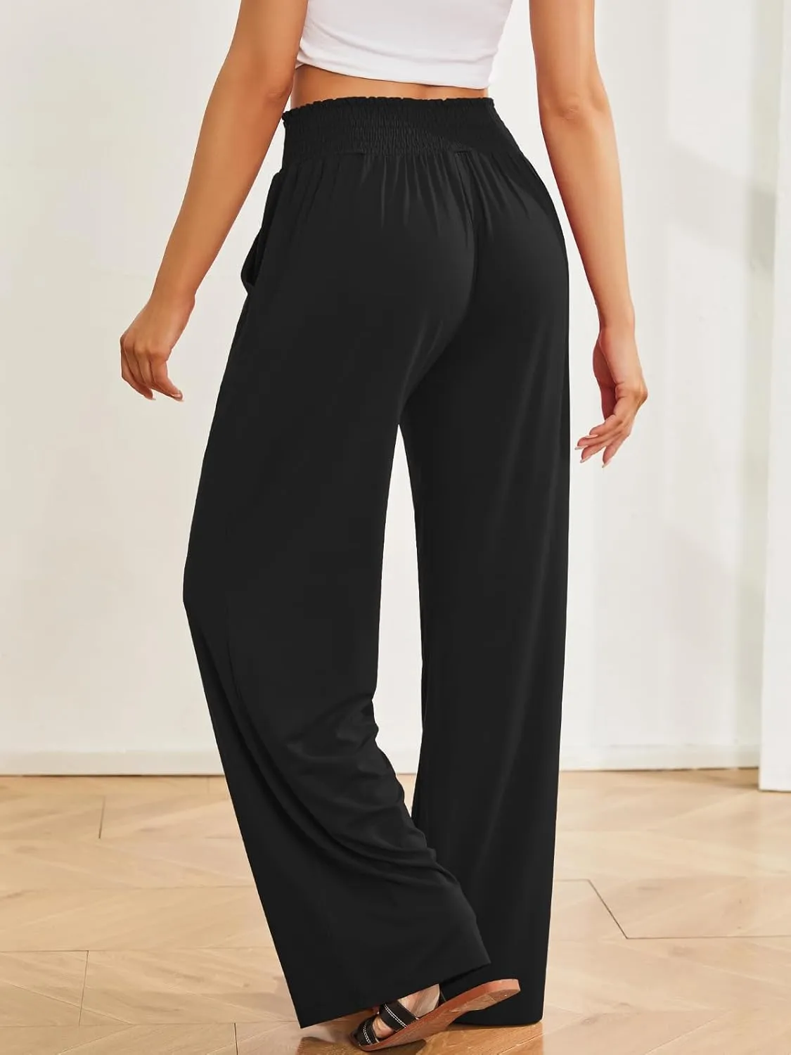 QIANXIZHAN Women's Boho Pants, Wide Leg High Waist Harem Pants Hippie Yoga Clothes with Pockets
