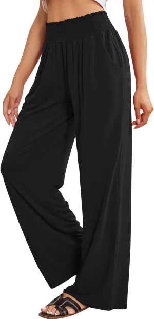 QIANXIZHAN Women's Boho Pants, Wide Leg High Waist Harem Pants Hippie Yoga Clothes with Pockets