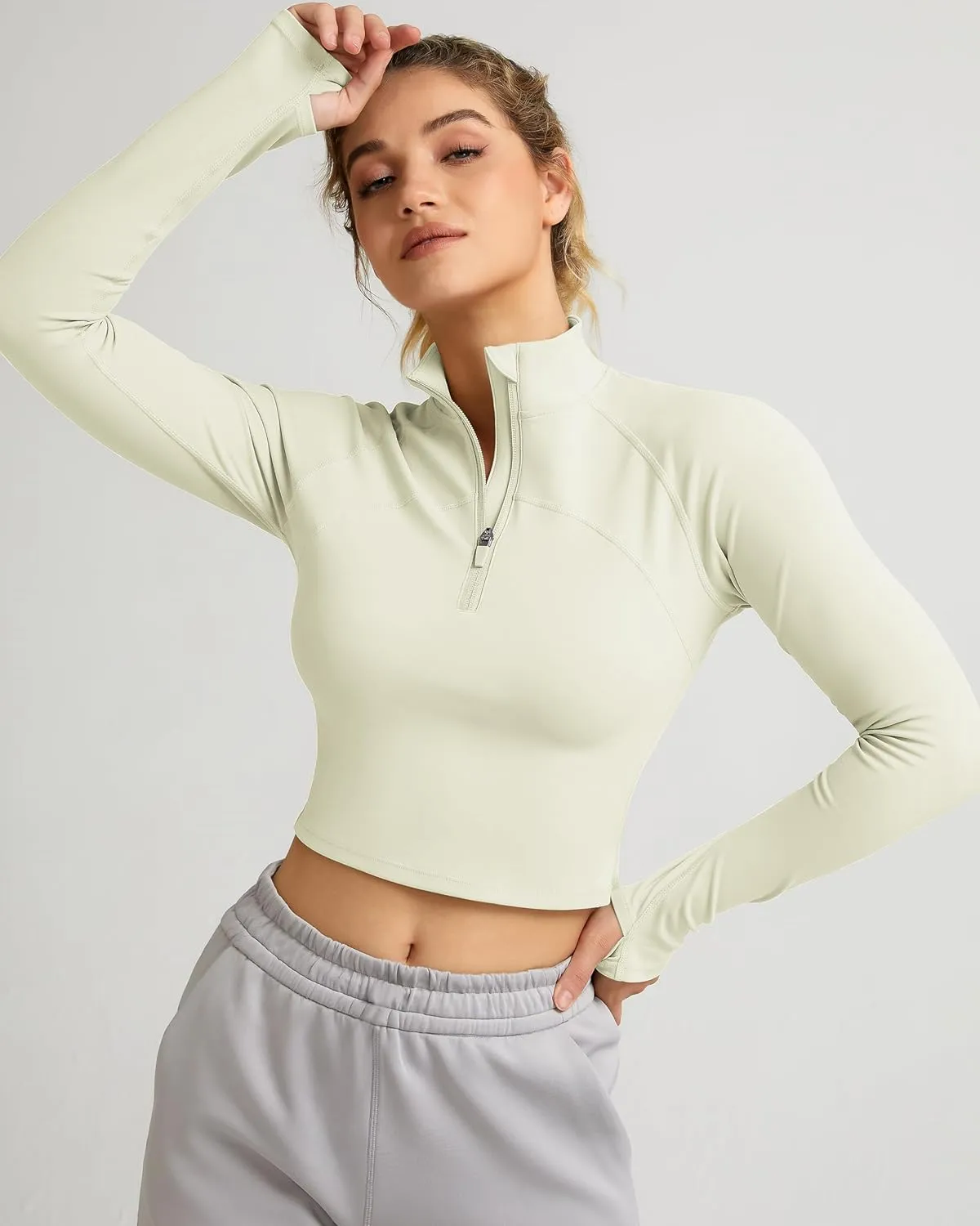 QUEENIEKE Hooded Workout Jacket for Women - Zip Up Athletic Running BBL Jacket Croped Tops with Back Mesh Vent & Thumb Holes