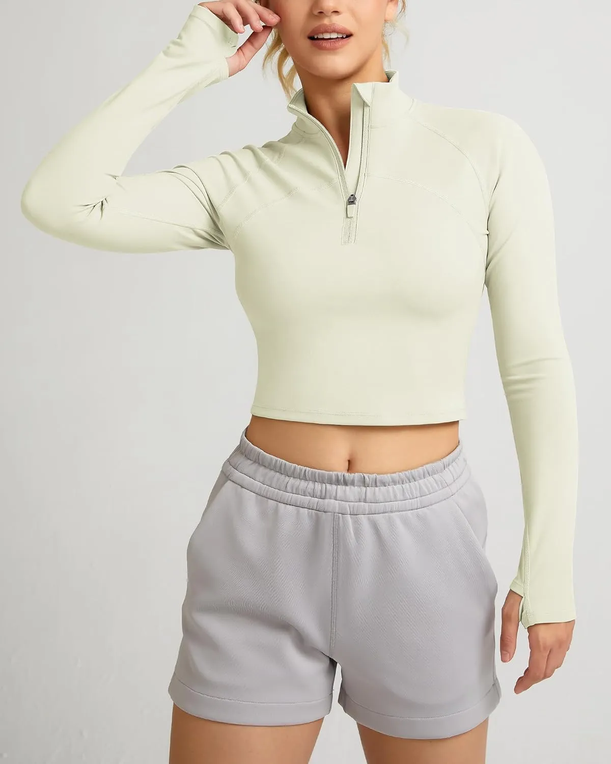 QUEENIEKE Hooded Workout Jacket for Women - Zip Up Athletic Running BBL Jacket Croped Tops with Back Mesh Vent & Thumb Holes
