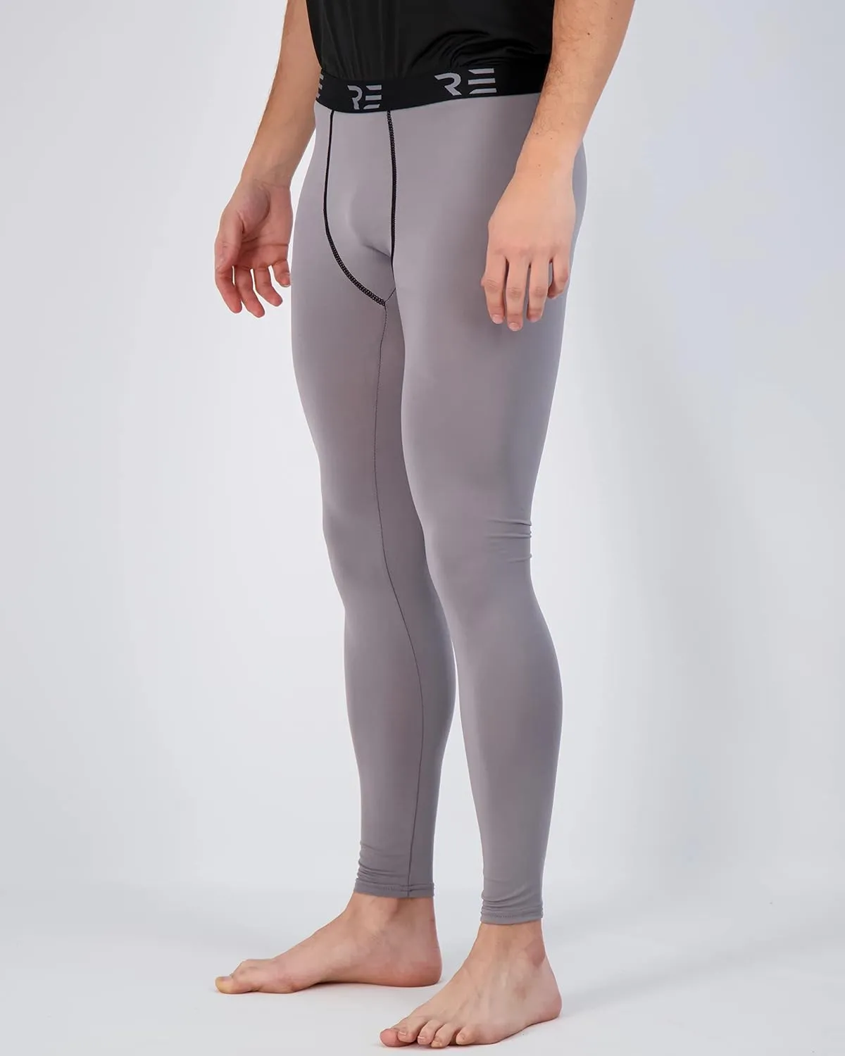Real Essentials 3 Pack: Men's Active Compression Pants - Workout Base Layer Tights Running Leggings (Available in Big & Tall)