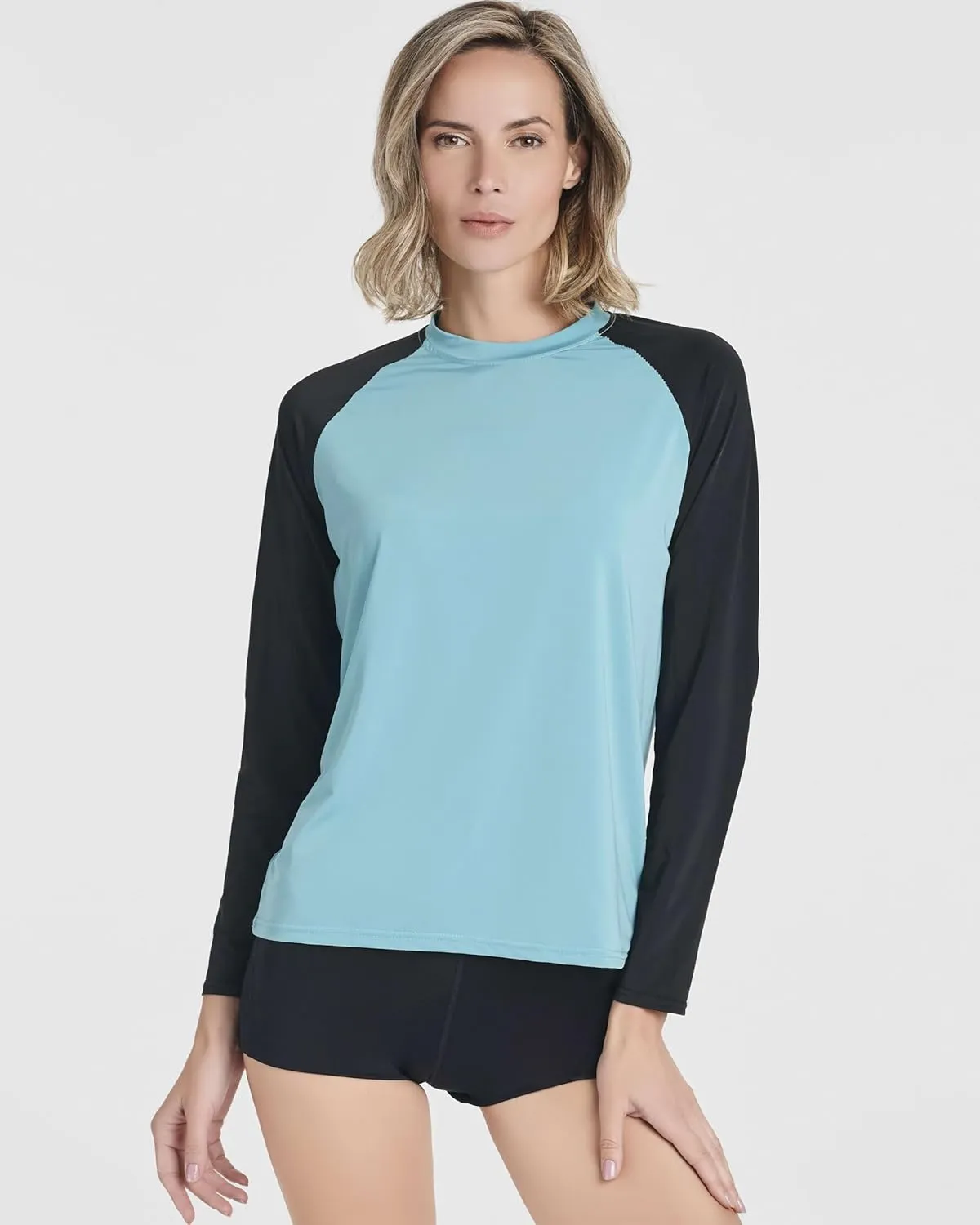 Real Essentials 4 Pack: Women's Long Sleeve Rash Guard Shirt Swimwear UPF Sun Protection Swim Workout Top (Available in Plus)