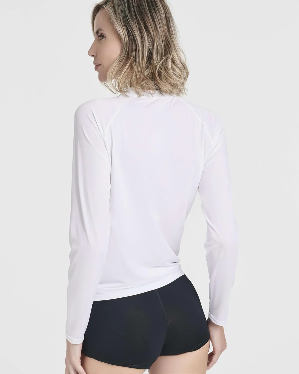 Real Essentials 4 Pack: Women's Long Sleeve Rash Guard Shirt Swimwear UPF Sun Protection Swim Workout Top (Available in Plus)