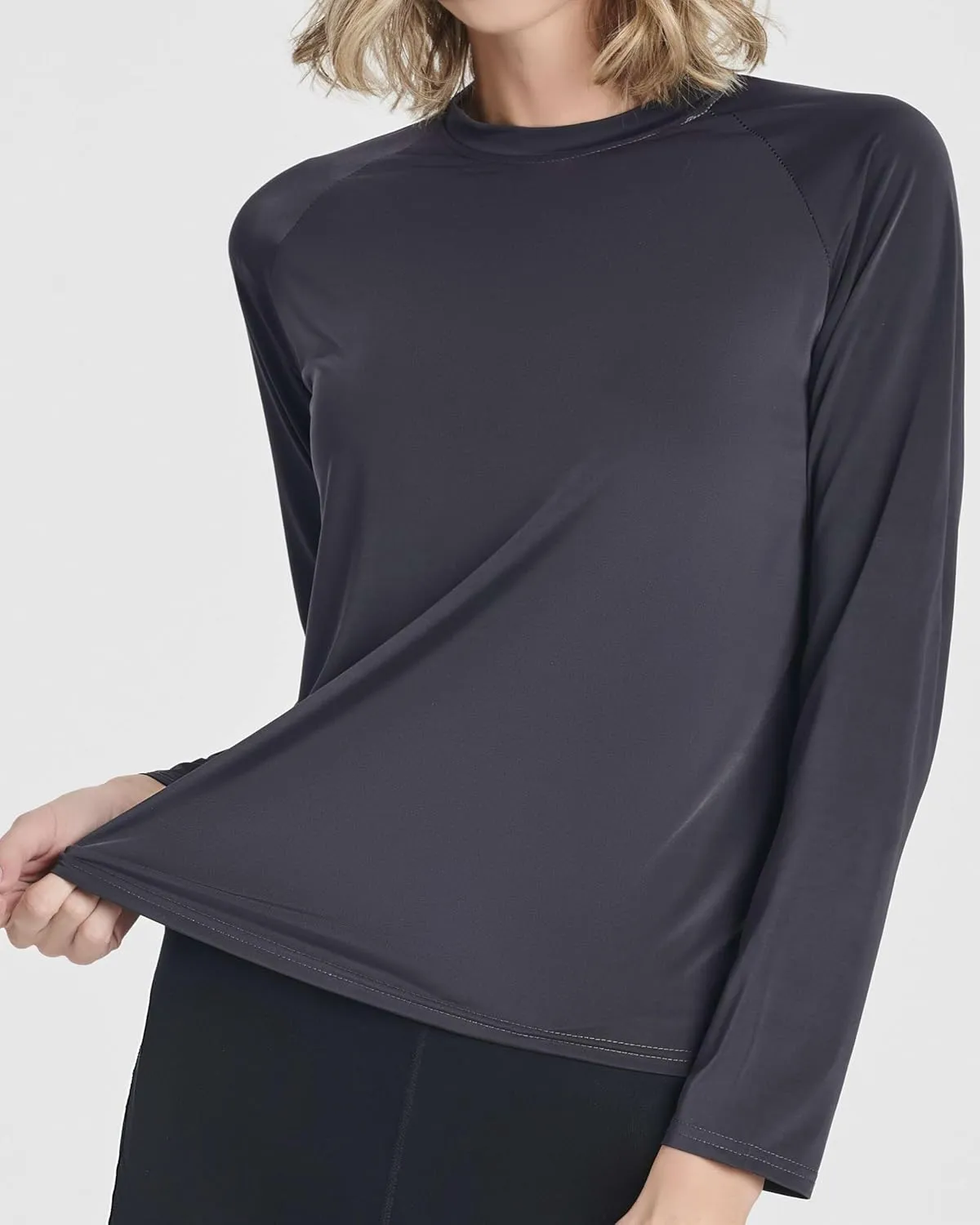 Real Essentials 4 Pack: Women's Long Sleeve Rash Guard Shirt Swimwear UPF Sun Protection Swim Workout Top (Available in Plus)