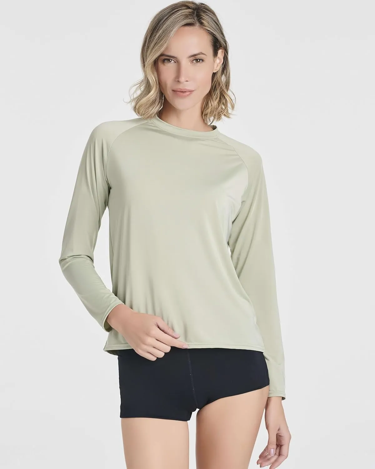Real Essentials 4 Pack: Women's Long Sleeve Rash Guard Shirt Swimwear UPF Sun Protection Swim Workout Top (Available in Plus)