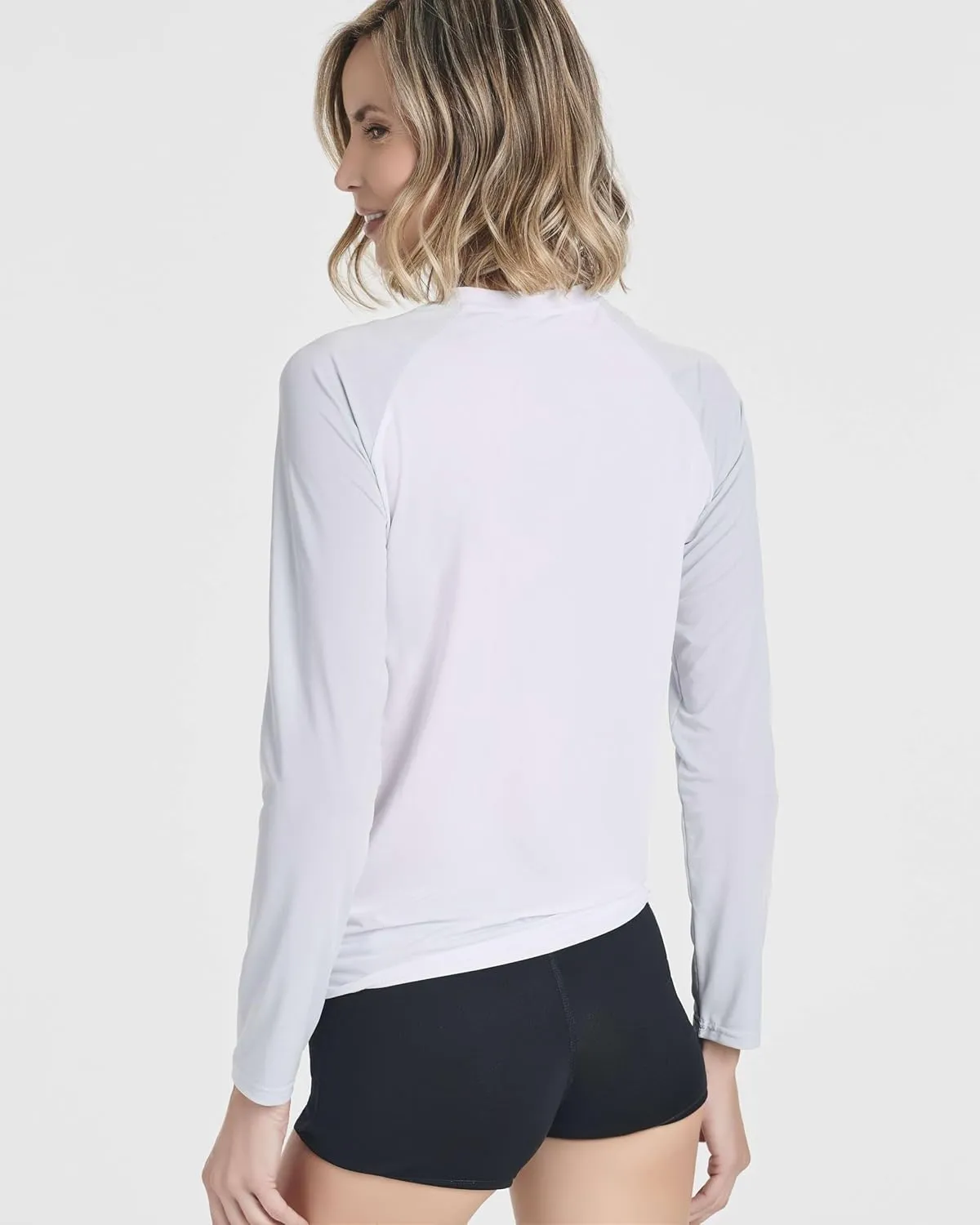Real Essentials 4 Pack: Women's Long Sleeve Rash Guard Shirt Swimwear UPF Sun Protection Swim Workout Top (Available in Plus)