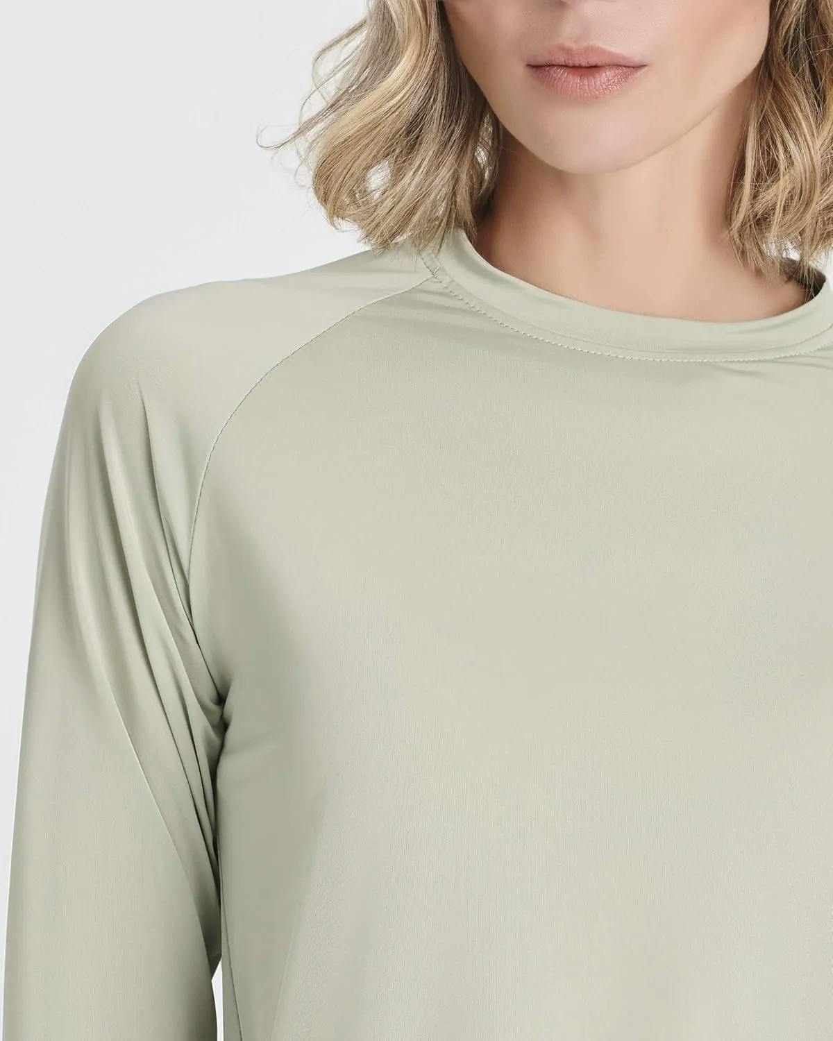 Real Essentials 4 Pack: Women's Long Sleeve Rash Guard Shirt Swimwear UPF Sun Protection Swim Workout Top (Available in Plus)