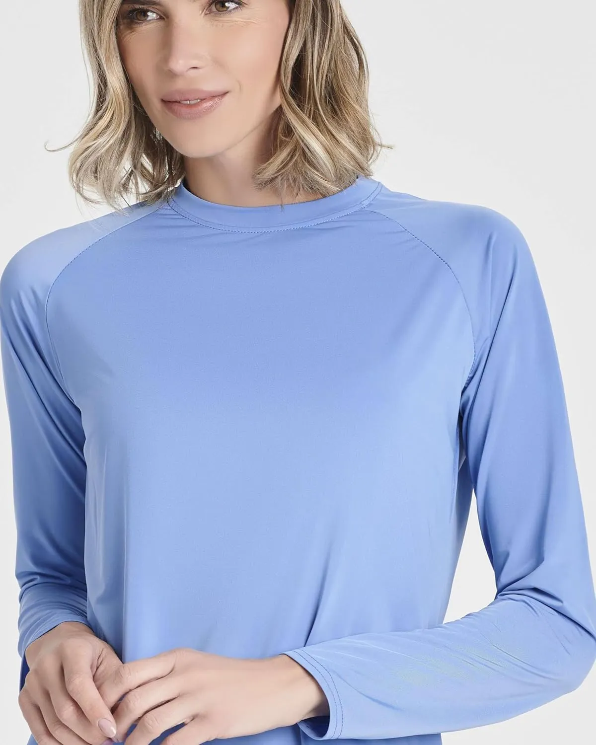 Real Essentials 4 Pack: Women's Long Sleeve Rash Guard Shirt Swimwear UPF Sun Protection Swim Workout Top (Available in Plus)