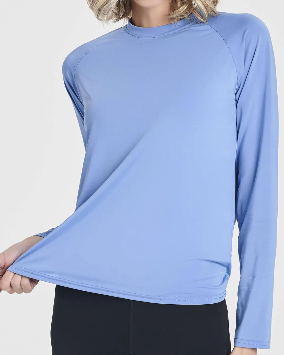 Real Essentials 4 Pack: Women's Long Sleeve Rash Guard Shirt Swimwear UPF Sun Protection Swim Workout Top (Available in Plus)