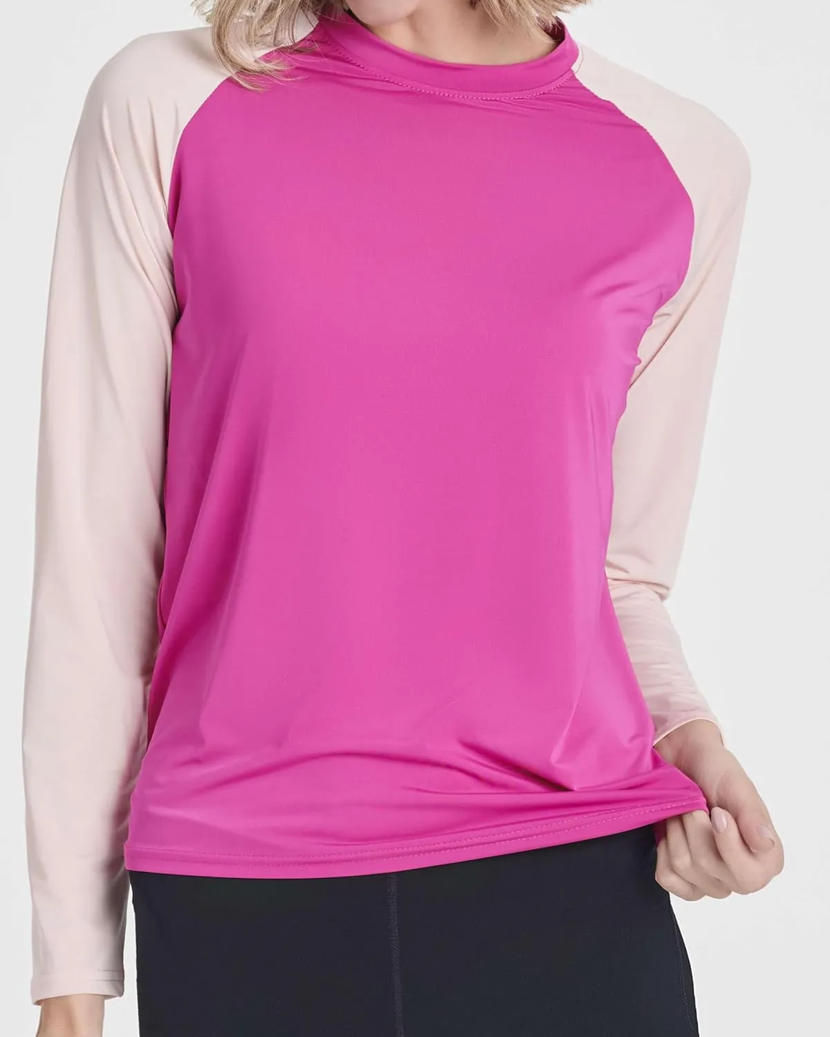 Real Essentials 4 Pack: Women's Long Sleeve Rash Guard Shirt Swimwear UPF Sun Protection Swim Workout Top (Available in Plus)
