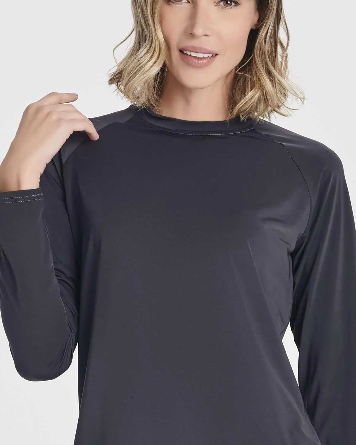 Real Essentials 4 Pack: Women's Long Sleeve Rash Guard Shirt Swimwear UPF Sun Protection Swim Workout Top (Available in Plus)