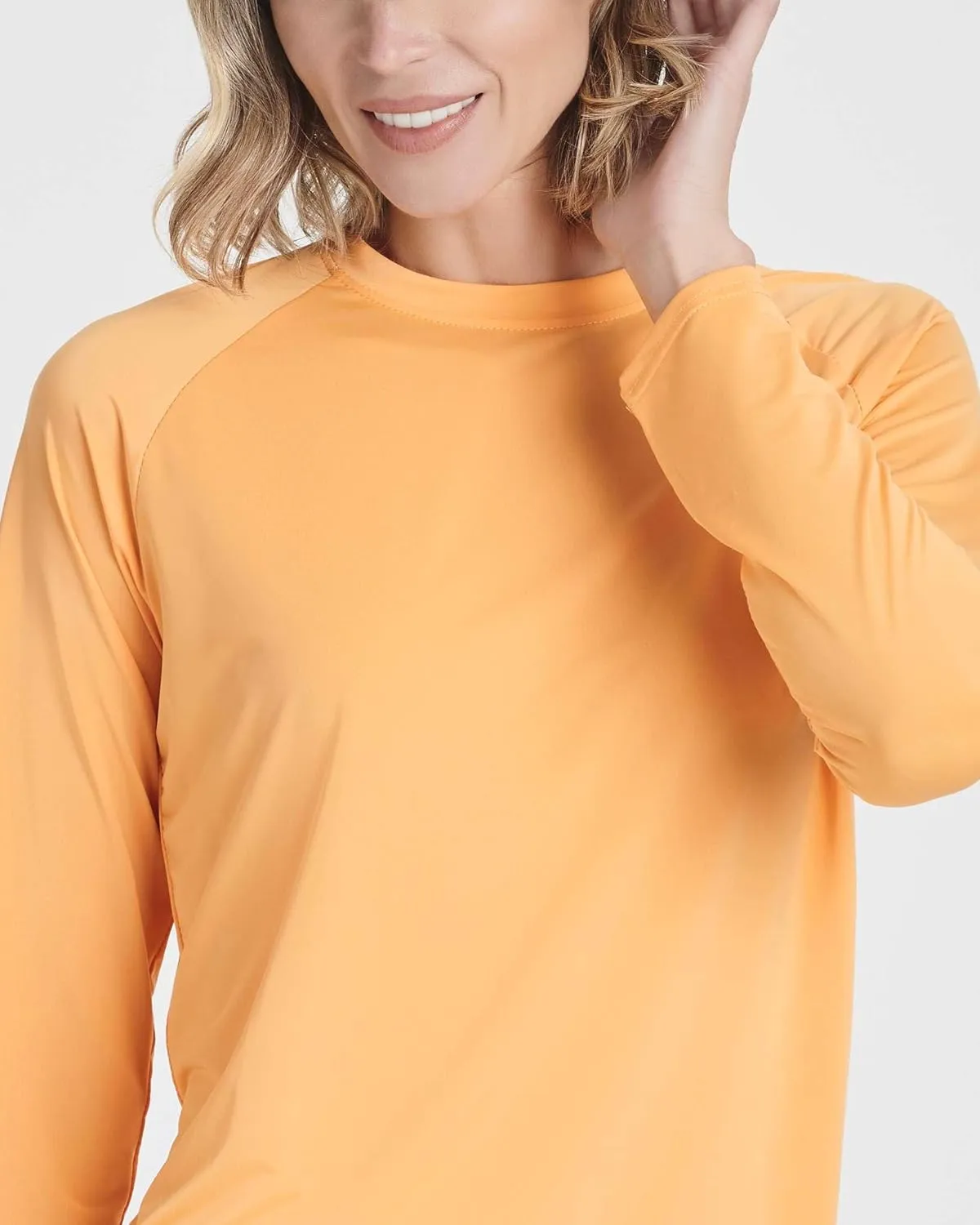Real Essentials 4 Pack: Women's Long Sleeve Rash Guard Shirt Swimwear UPF Sun Protection Swim Workout Top (Available in Plus)