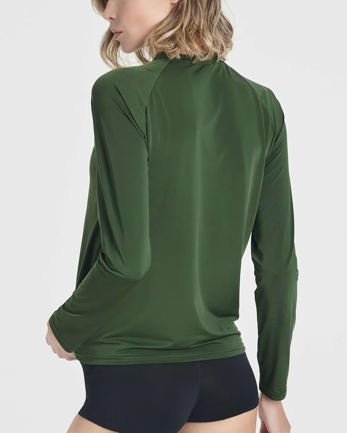 Real Essentials 4 Pack: Women's Long Sleeve Rash Guard Shirt Swimwear UPF Sun Protection Swim Workout Top (Available in Plus)