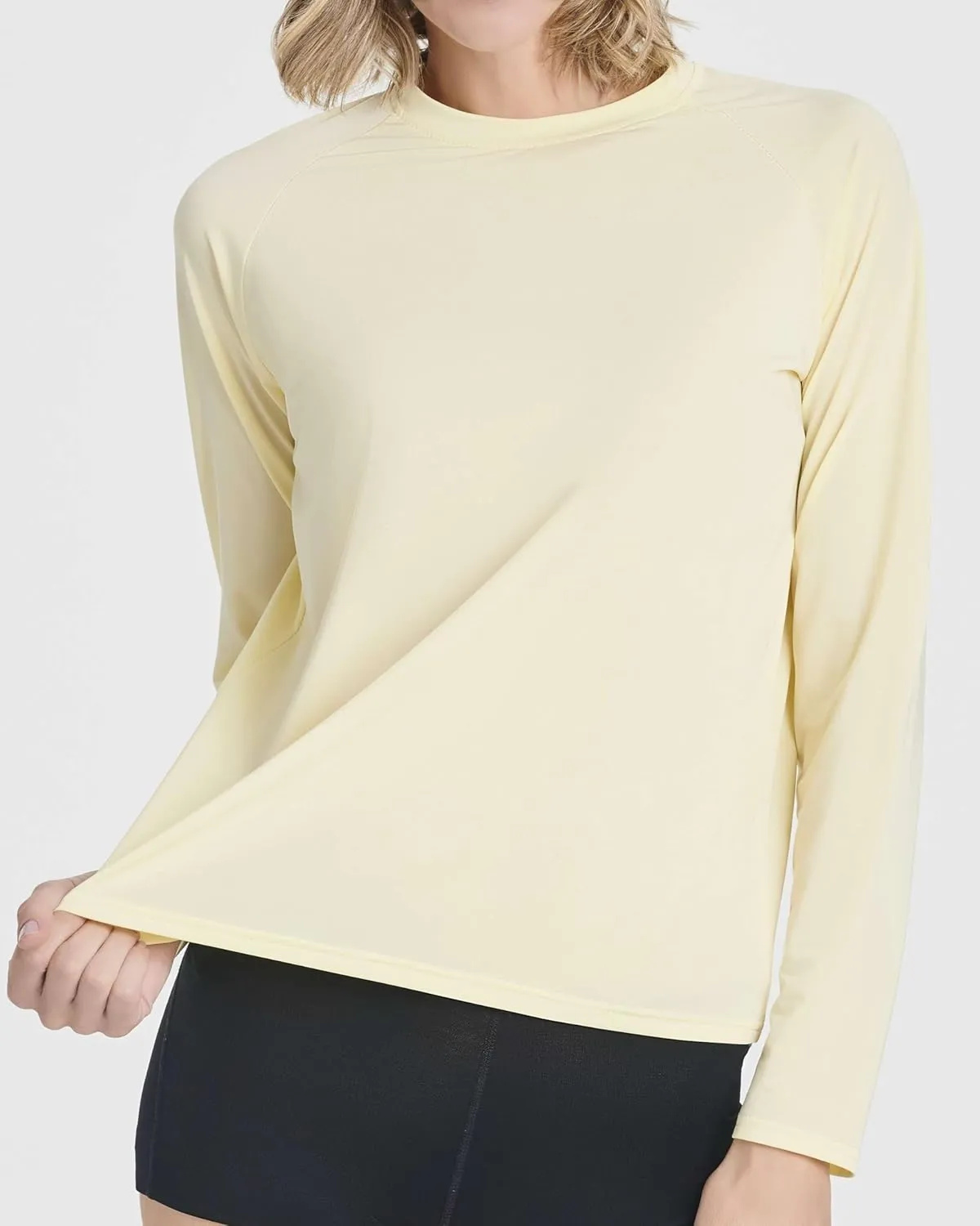 Real Essentials 4 Pack: Women's Long Sleeve Rash Guard Shirt Swimwear UPF Sun Protection Swim Workout Top (Available in Plus)