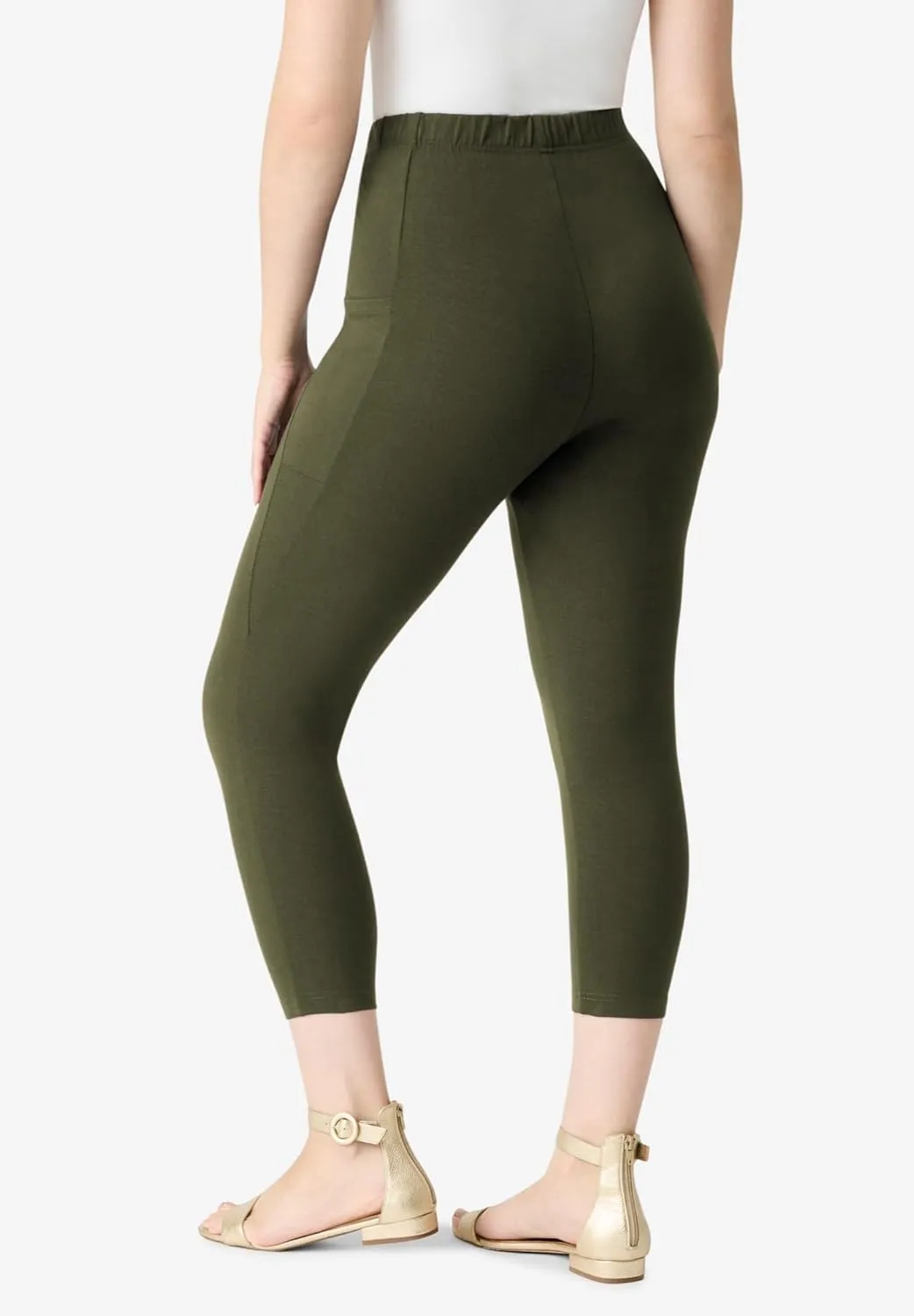 Roaman's Women's Plus Size Side-Pocket Essential Capri Legging