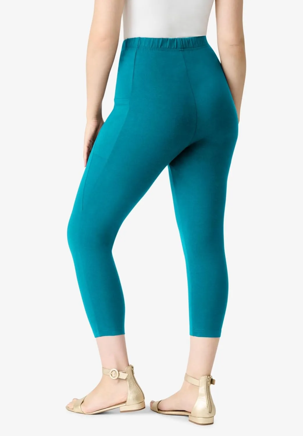 Roaman's Women's Plus Size Side-Pocket Essential Capri Legging