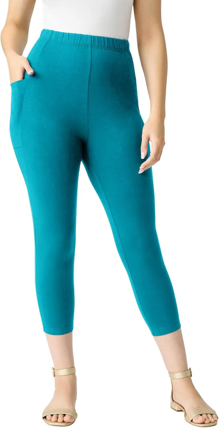 Roaman's Women's Plus Size Side-Pocket Essential Capri Legging