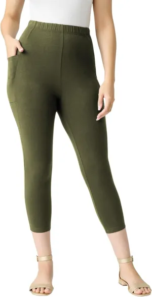 Roaman's Women's Plus Size Side-Pocket Essential Capri Legging