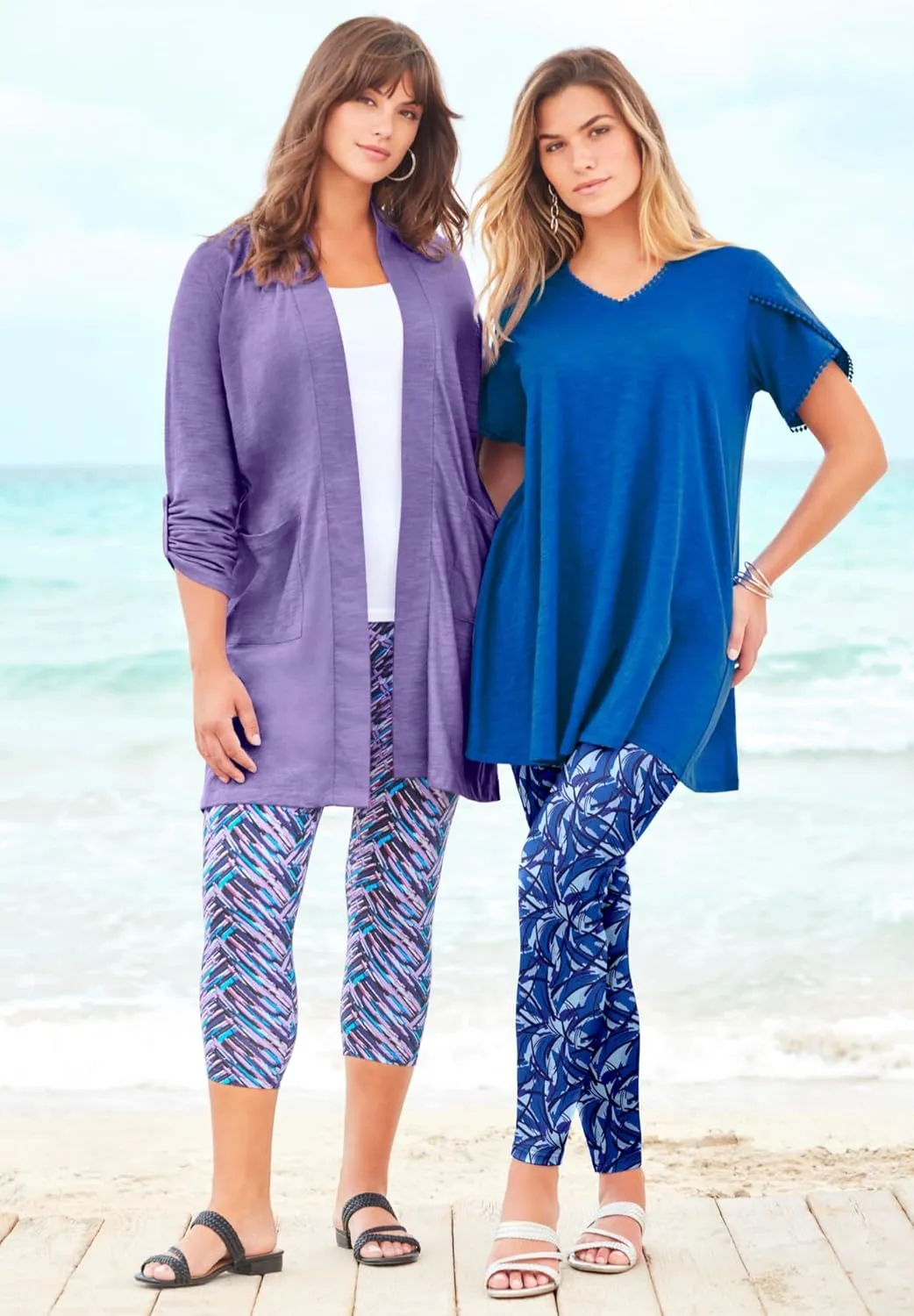 Roaman's Women's Plus Size Side-Pocket Essential Capri Legging