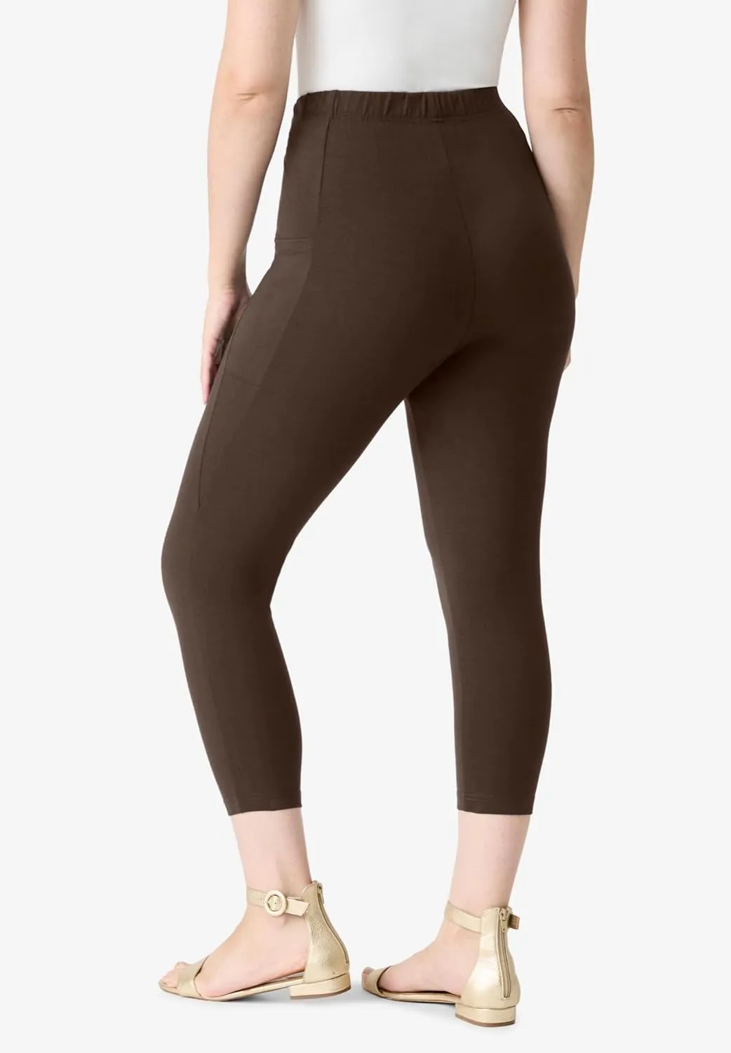 Roaman's Women's Plus Size Side-Pocket Essential Capri Legging