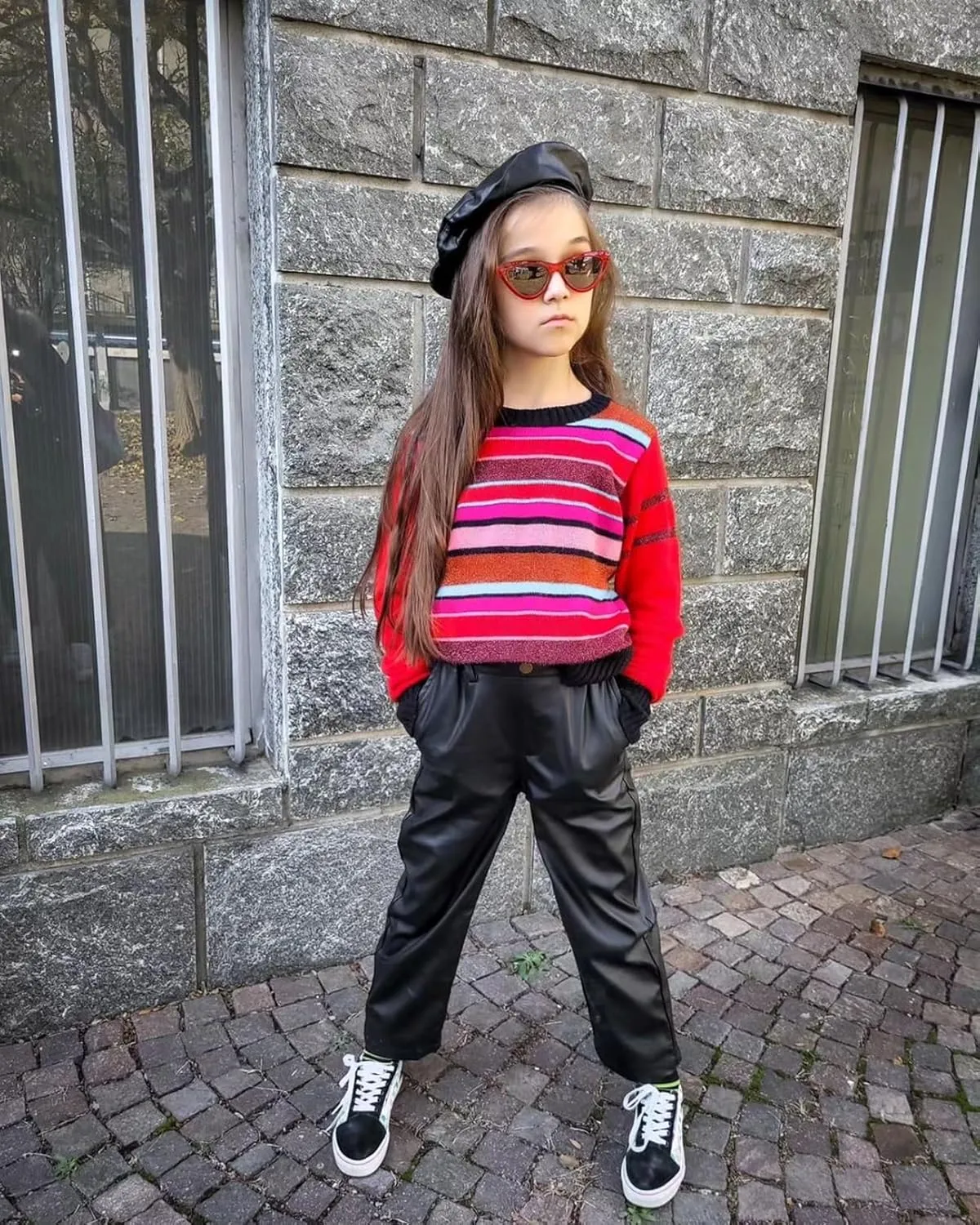 Rolanko Girls Faux Leather Pants Straight Wide Leg Streetwear Trousers with Pockets Kids Pants 4-14 Years