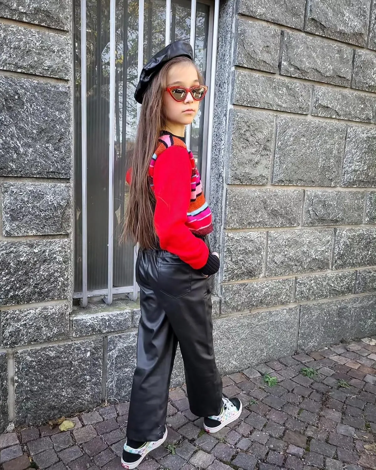 Rolanko Girls Faux Leather Pants Straight Wide Leg Streetwear Trousers with Pockets Kids Pants 4-14 Years