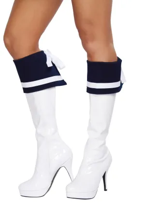 Roma Navy Blue and White Boot Cuffs  - Costume Accessory