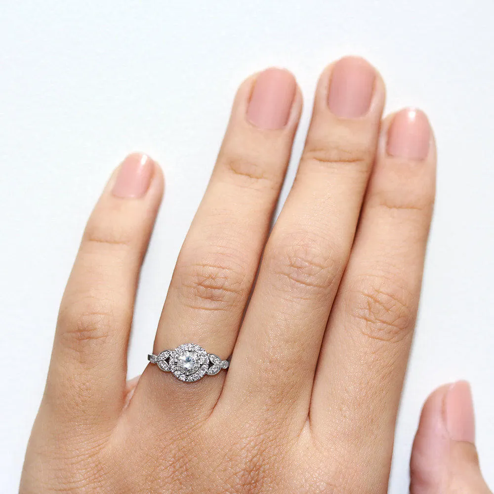 Rome Diamond 0.65ct Halo Unique Engagement Ring