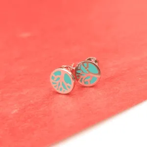 Rose Gold Minimal Enamel Tree Earrings