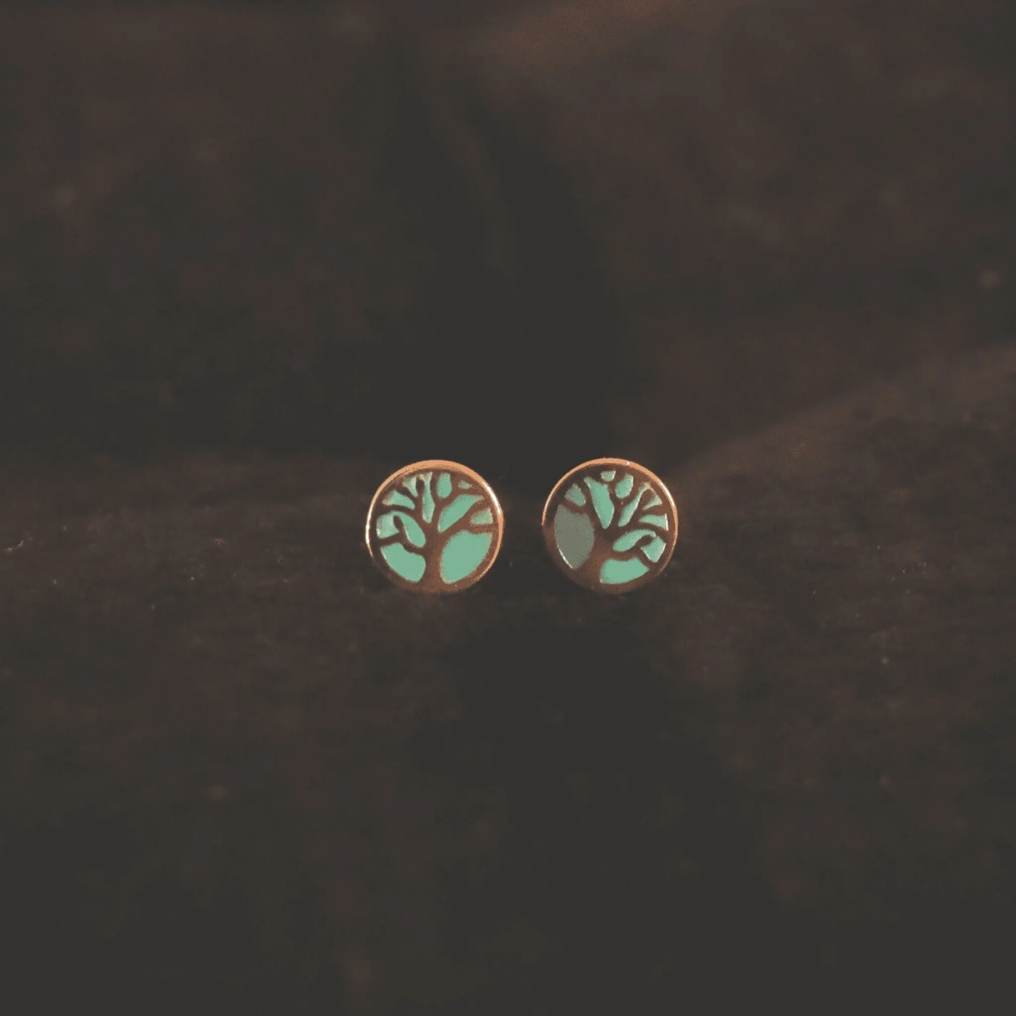 Rose Gold Minimal Enamel Tree Earrings