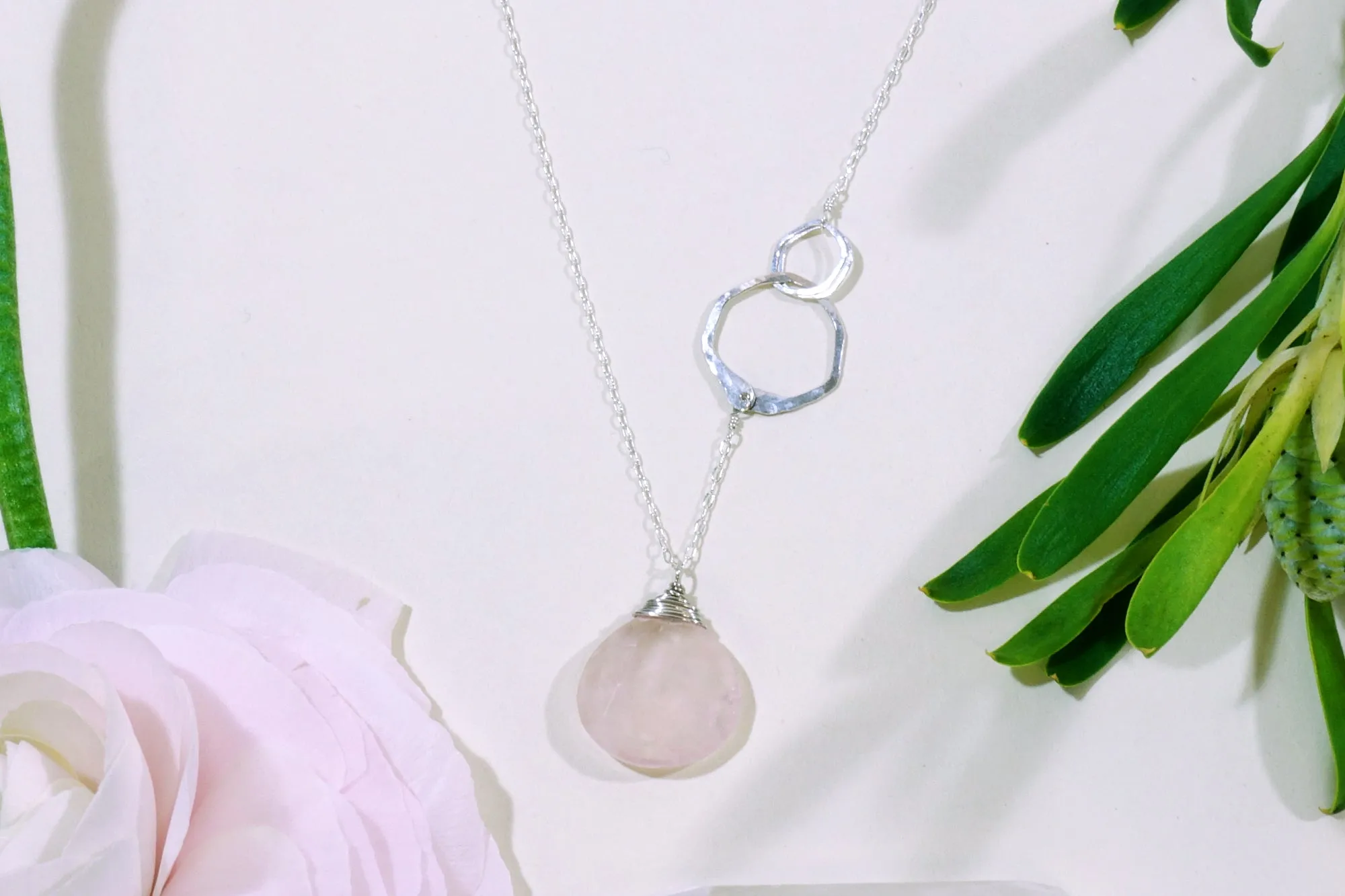 Rose Quartz Organic Link Necklace