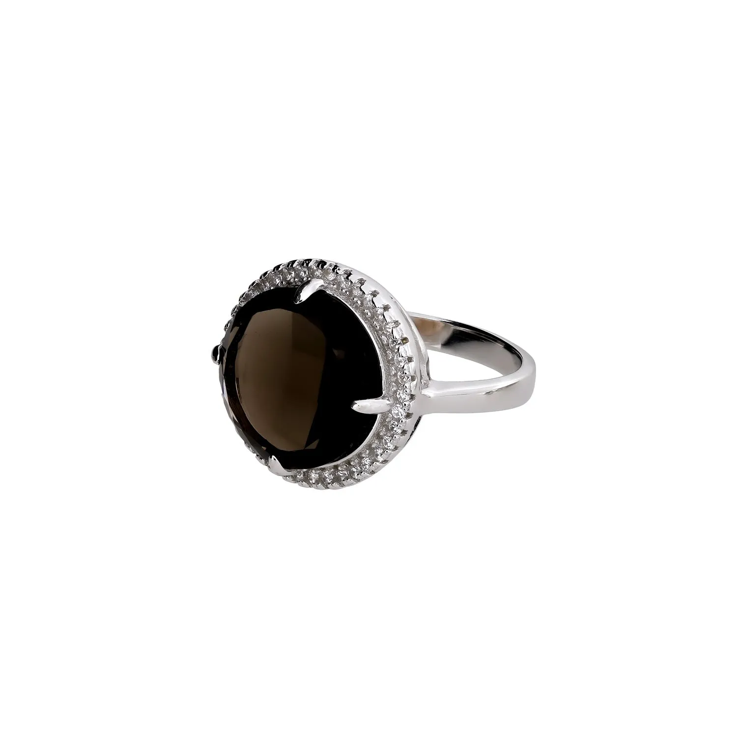 Round Smoky Quartz Cocktail Ring