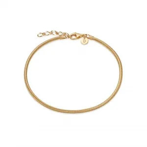 Round Snake Chain 18ct Gold Plated Bracelet RBR06_GP
