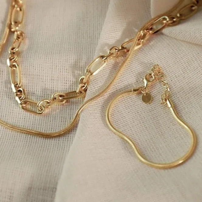 Round Snake Chain 18ct Gold Plated Bracelet RBR06_GP
