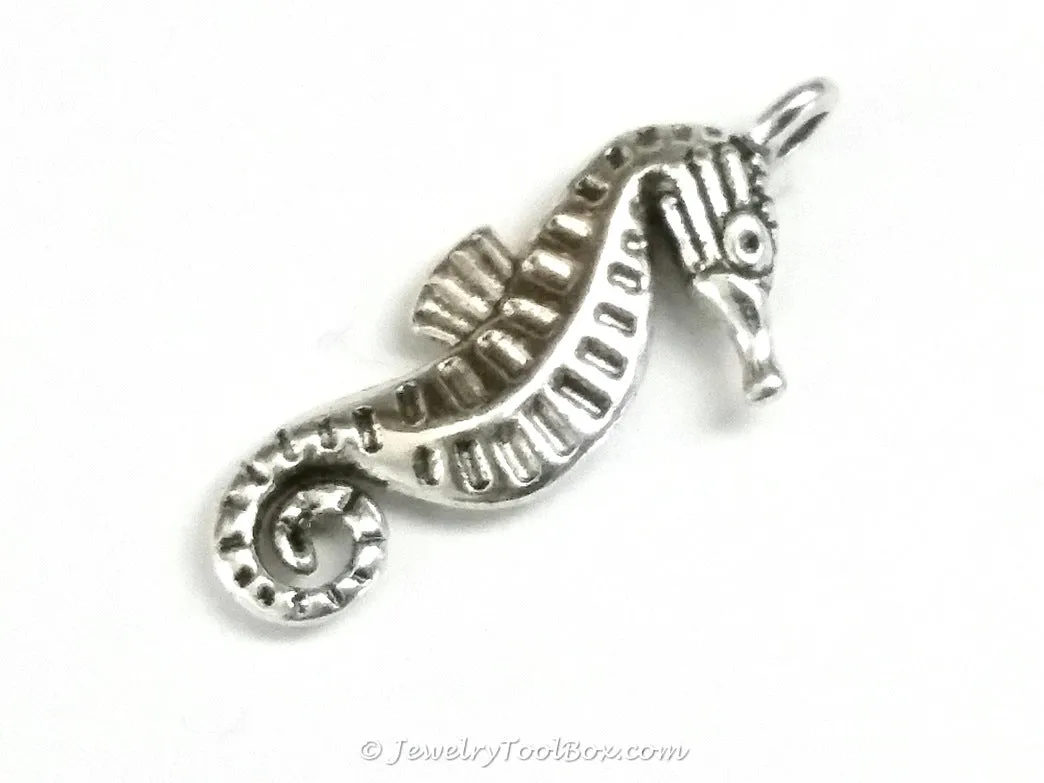 Seahorse Charms, Antique Silver, 3 Dimensional, Lead Free, Cadmium Free, 22x9mm, Lot Size 20, #2154
