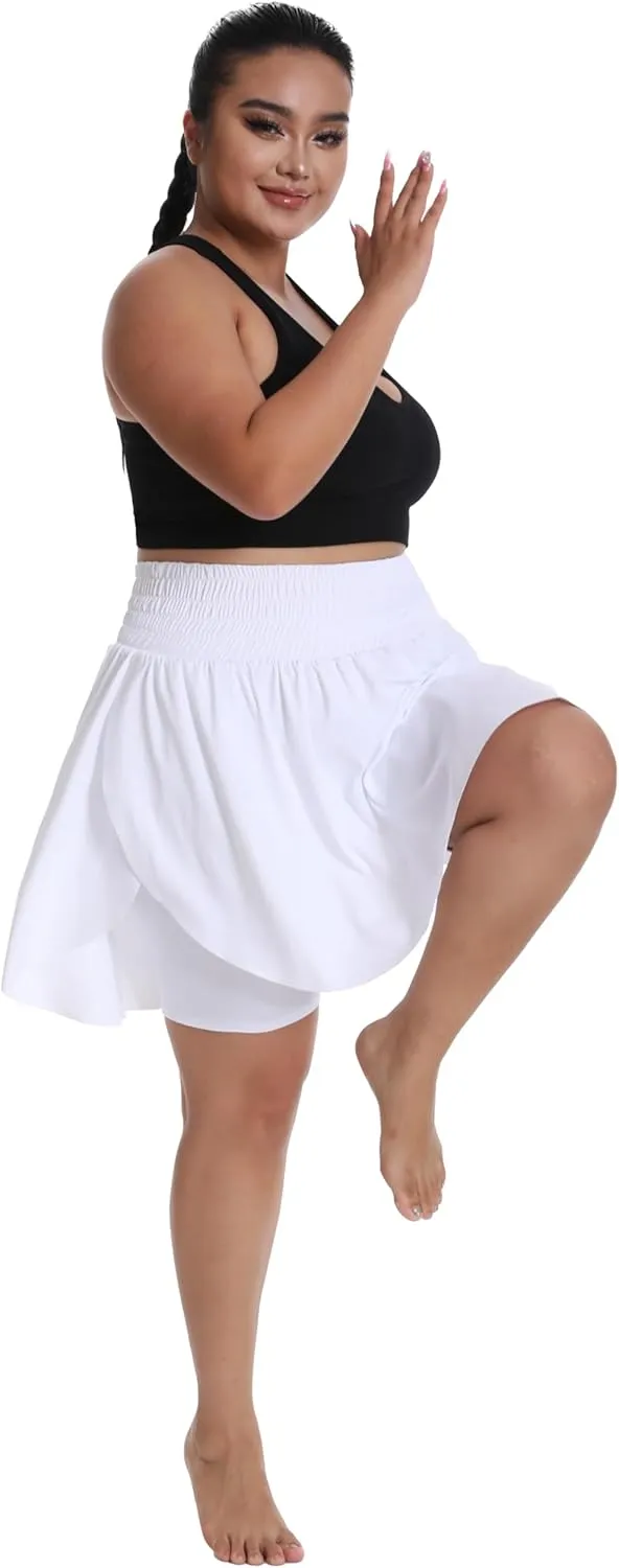 Seawhisper 20" Knee Length Plus Size Skorts for Curvy Women Pleated Skirt Shorts High Waisted with Pockets