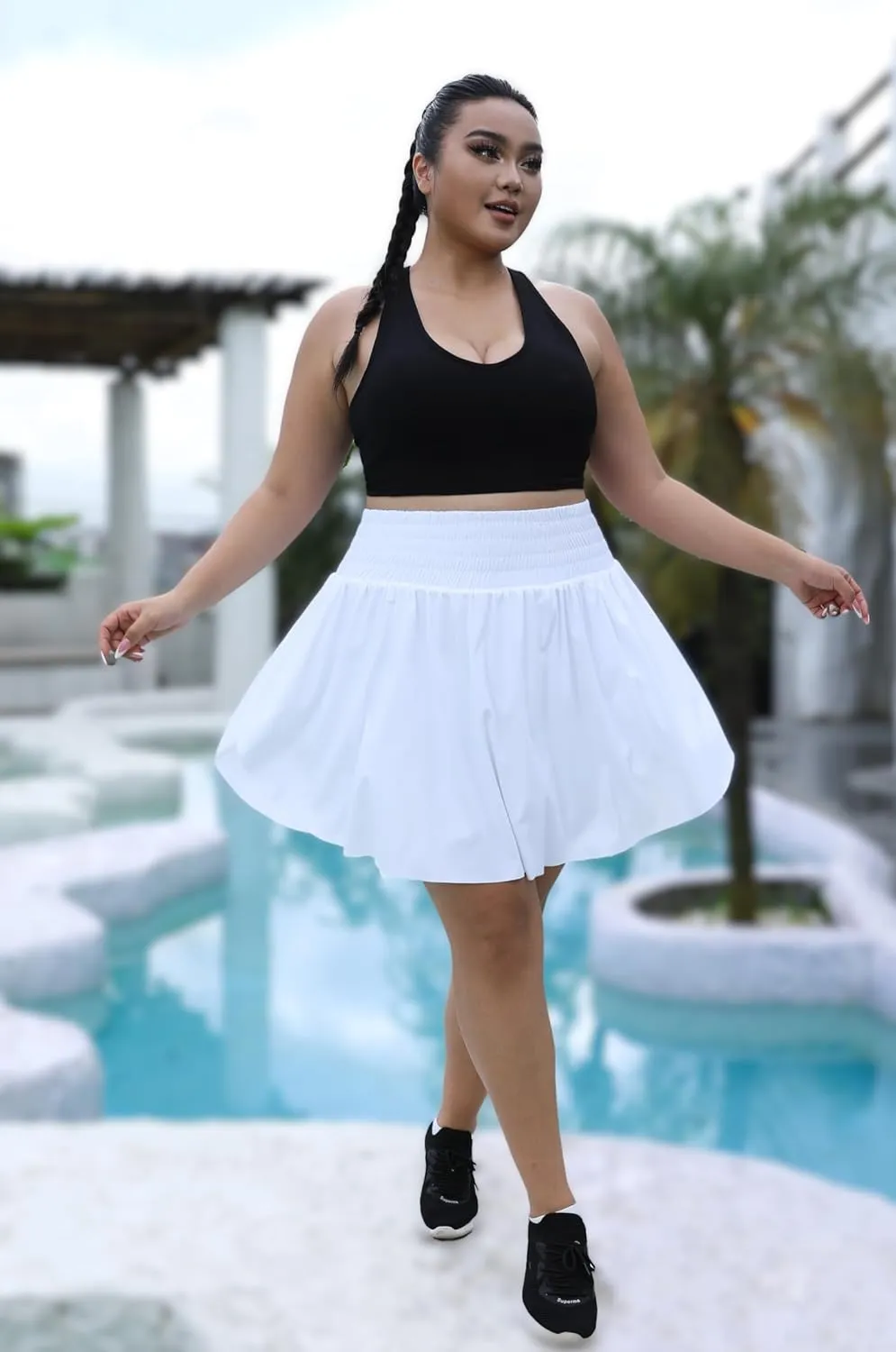 Seawhisper 20" Knee Length Plus Size Skorts for Curvy Women Pleated Skirt Shorts High Waisted with Pockets