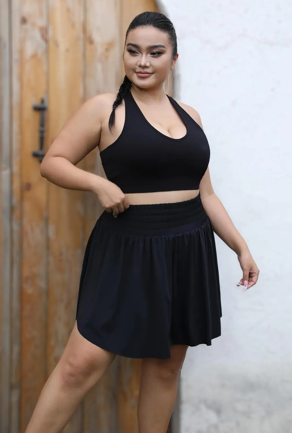 Seawhisper 20" Knee Length Plus Size Skorts for Curvy Women Pleated Skirt Shorts High Waisted with Pockets