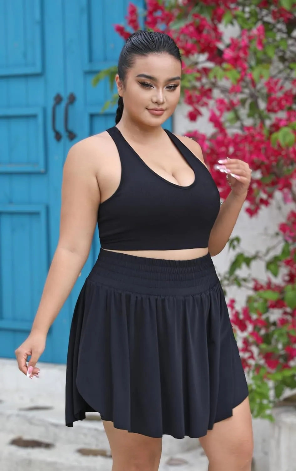 Seawhisper 20" Knee Length Plus Size Skorts for Curvy Women Pleated Skirt Shorts High Waisted with Pockets