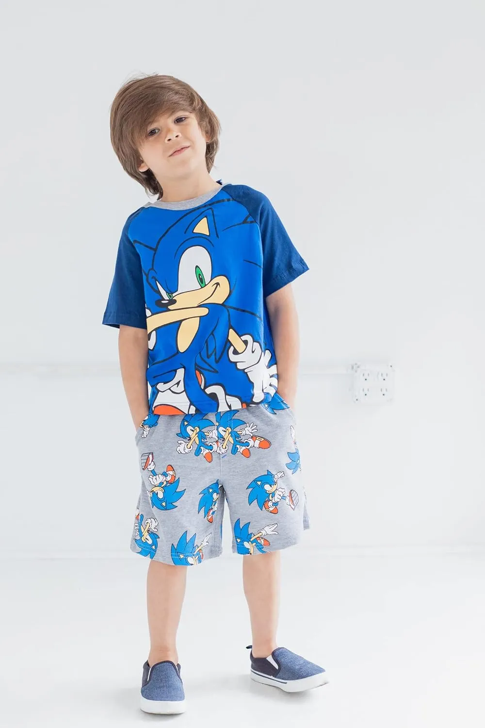 SEGA Sonic the Hedgehog Boys Graphic T-Shirt and French Terry Shorts Set